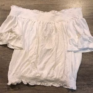 white off the shoulder shirt from forever21